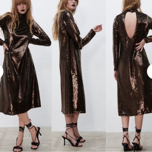 NWT ZARA SEQUIN KNIT DRESS SIZE SMALL - Picture 1 of 12